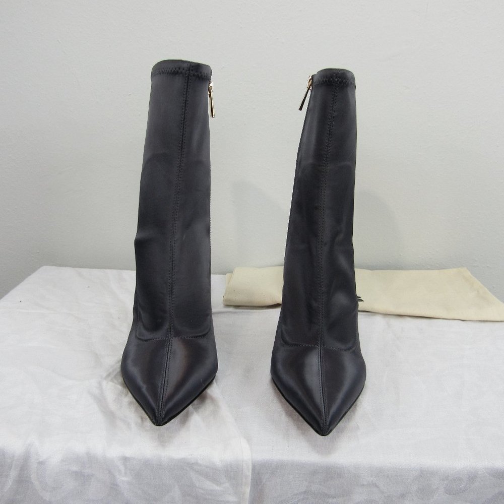 BCBG Jolie Stretch Satin Asphalt 9.5 heeled bootie - Picture 2 of 7